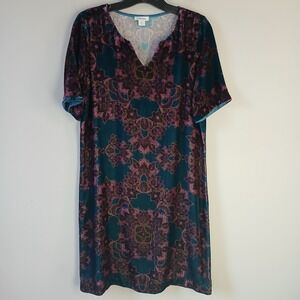 Sundance Women's Size XS Naomi Printed Velour Shift Dress Boho Silk Blend